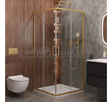 Душевой уголок Cezares Molveno A 2 100 C BORO IV 100х100 см, профиль брашированное золото, стекло прозрачное