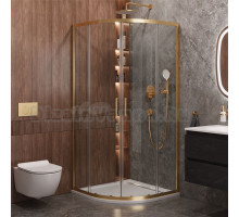 Душевой уголок Cezares Molveno R 2 90 C BORO IV 90х90 см, профиль брашированное золото, стекло прозрачное