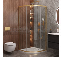 Душевой уголок Cezares Molveno R 1 90 C BORO IV 90х90 см, профиль брашированное золото, стекло прозрачное