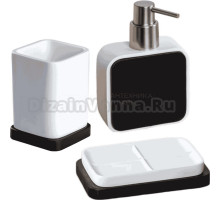 Набор Стакан Ridder Amara бело-черный + Мыльница бело-черная + Дозатор бело-черный
