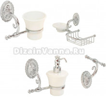 Набор Стакан Migliore Edera 16928 хром + Мыльница 16921 хром + Дозатор 16912 хром + Крючок 16918 хром