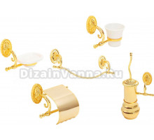 Набор Мыльница Migliore Edera 16943 золото + Стакан 16952 золото + Полотенцедержатель 16947 золото + Ершик 16939 золото, подвесной + Держатель 16934 золото