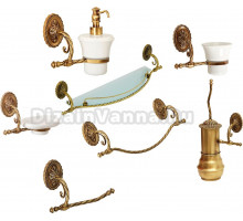 Набор Мыльница Migliore Edera 16895 бронза + Дозатор 16888 бронза + Стакан 16904 бронза + Полотенцедержатель 16899 бронза + Ершик 16891 бронза, подвесной + Держатель 16887 бронза + Полка 16898 бронза