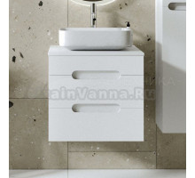 Тумба с раковиной VIANT Марсель L66 подвесная, 2 ящика, глянцевая белая