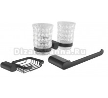 Набор Стакан Rose RG17H RG1722H двойной, черный + Мыльница RG1704H черный + Полотенцедержатель RG1706H черный