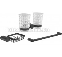 Набор Стакан Rose RG17H RG1722H двойной, черный + Мыльница RG1704H черный + Полотенцедержатель RG1717H черный