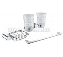 Набор Стакан Rose RG17 RG1722 двойной, хром + Мыльница RG1704 хром + Полотенцедержатель RG1717 хром