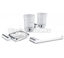 Набор Стакан Rose RG17 RG1722 двойной, хром + Мыльница RG1704 хром + Полотенцедержатель RG1706 хром