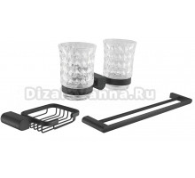 Набор Стакан Rose RG17H RG1722H двойной, черный + Мыльница RG1704H черный + Полотенцедержатель RG1727H черный