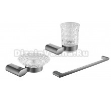 Набор Стакан Rose RG17T RG1712T пепельный + Мыльница RG1703T пепельный + Полотенцедержатель RG1717T пепельный