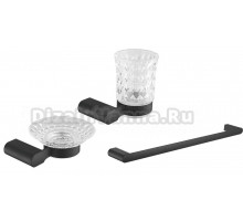 Набор Стакан Rose RG17H RG1712H черный + Мыльница RG1703H черный + Полотенцедержатель RG1717H черный