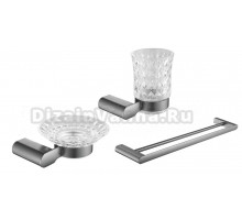 Набор Стакан Rose RG17T RG1712T пепельный + Мыльница RG1703T пепельный + Полотенцедержатель RG1727T пепельный