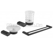 Набор Стакан Rose RG17H RG1712H черный + Мыльница RG1703H черный + Полотенцедержатель RG1727H черный