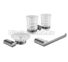 Набор Стакан Rose RG17T RG1722T двойной, пепельный + Мыльница RG1703T пепельный + Полотенцедержатель RG1706T пепельный