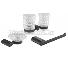 Набор Стакан Rose RG17H RG1722H двойной, черный + Мыльница RG1703H черный + Полотенцедержатель RG1706H черный