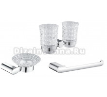 Набор Стакан Rose RG17 RG1722 двойной, хром + Мыльница RG1703 хром + Полотенцедержатель RG1706 хром