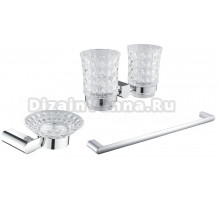 Набор Стакан Rose RG17 RG1722 двойной, хром + Мыльница RG1703 хром + Полотенцедержатель RG1717 хром