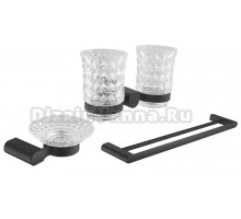 Набор Стакан Rose RG17H RG1722H двойной, черный + Мыльница RG1703H черный + Полотенцедержатель RG1727H черный