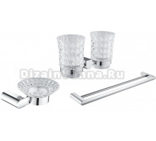 Набор Стакан Rose RG17 RG1722 двойной, хром + Мыльница RG1703 хром + Полотенцедержатель RG1727 хром