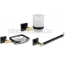 Набор Стакан Rose RG30H RG3012H золото, черный + Мыльница RG3004H золото, черный + Полотенцедержатель RG3006H черный