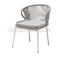 Садовый стул 4SiS Милан плетеный из роупа, каркас светло-серый муар, роуп серый меланж, ткань светло-серая
