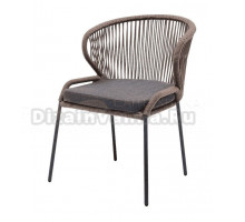 Садовый стул 4SiS Милан плетеный из роупа, каркас серый муар, роуп коричневый, ткань темно-серая