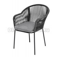 Садовый стул 4SiS Лион плетеный из роупа, каркас из стали, темно-серый