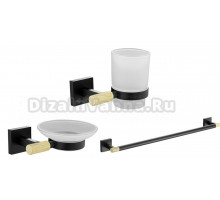 Набор Стакан Rose RG30H RG3012H золото, черный + Мыльница RG3003H золото, черный + Полотенцедержатель RG3017H черный