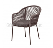 Садовый стул 4SiS Лион плетеный из роупа, каркас из стали коричневый муар, роуп коричневый, ткань темно-серая
