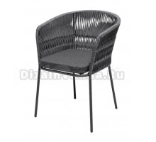 Садовый стул 4SiS Бордо плетеный из роупа (колос), каркас темно-серый муар, роуп серый, ткань темно-серая