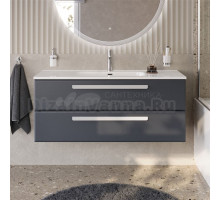 Тумба с раковиной Cezares Eco Cer-N 120 grafito, раковина Duet 120, ручки сатин