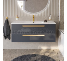 Тумба с раковиной Cezares Eco Cer-N 120 grafito, раковина Duet 120, ручки сатиновое золото