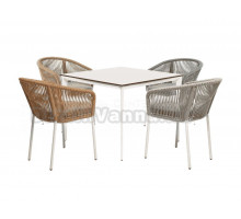 Комплект садовой мебели 5 в 1 4SiS Аркобалено молочный, каркас белый, роуп цветной