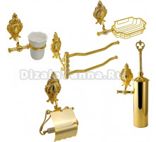 Набор Мыльница Migliore Elisabetta 17076 золото + Стакан 17052 золото + Полотенцедержатель 17073 золото + Ершик 17064 золото + Держатель 17058 золото