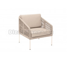 Садовое кресло 4SiS Канны каркас белый, роуп бежевый, ткань бежевая 035