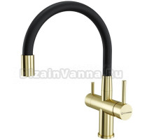 Кухонный смеситель KUCHENSTERN WURM-FE sus 304 Золото 750GL80 с подключением фильтра