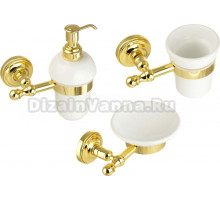 Набор Дозатор Migliore Mirella 17315 золото + Мыльница 17308 золото + Стакан 17306 золото