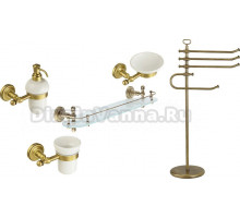 Набор Стакан Migliore Mirella 17156 бронза + Мыльница 17158 бронза + Полка 17177 бронза, 58 см + Полотенцедержатель 17196 бронза + Дозатор 17165 бронза + Полотенцедержатель 17183 бронза