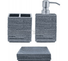 Набор Стакан Ridder Brick 22150207 для зубных щеток, серый + Мыльница 22150307 серая + Дозатор 22150507 серый