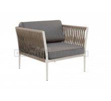 Садовое кресло 4SiS Касабланка каркас светло-серый (RAL7035) муар, роуп серо-коричневый, ткань серая 017