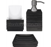 Набор Стакан Ridder Brick 22150110 черный + Мыльница 22150310 черная + Дозатор 22150510 черный