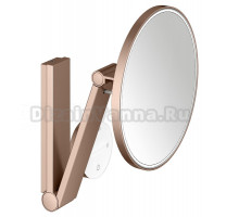 Косметическое зеркало Keuco iLook Move 17612 с подсветкой, настенное, с увеличением, шлифованное красное золото, с сенсорной панелью