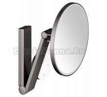 Косметическое зеркало Keuco iLook Move 17612 с подсветкой, настенное, с увеличением, шлифованный черный титан, с сенсорной панелью