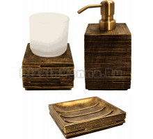 Набор Стакан Ridder Brick 22150148 бронзовый + Мыльница 22150348 бронзовая + Дозатор 22150548 бронзовый