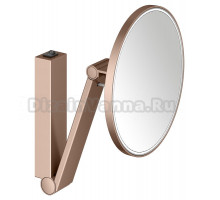 Косметическое зеркало Keuco iLook Move 17612 с подсветкой, настенное, с увеличением, шлифованное красное золото