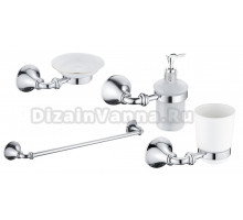 Набор Стакан Rose RG12 RG1212 хром + Мыльница RG1203 хром + Дозатор RG1244 хром + Полотенцедержатель RG1217 хром