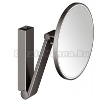 Косметическое зеркало Keuco iLook Move 17612 с подсветкой, настенное, с увеличением, шлифованный черный титан