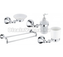 Набор Стакан Rose RG12 RG1212 хром + Мыльница RG1203 хром + Дозатор RG1244 хром + Полотенцедержатель RG1227 хром