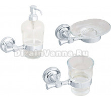 Набор Мыльница Migliore Fortuna подвесная, стекло, хром + Дозатор подвесной, стекло, хром + Стакан подвесной, стекло, хром