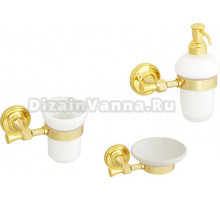 Набор Мыльница Migliore Fortuna подвесная, керамика, золото + Стакан подвесной, керамика, золото + Дозатор подвесной, керамика, золото